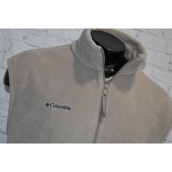 Columbia Fleece Jacket Vest Mens Size XL Camping Hiking Tan Polyester Full Zip - Picture 4 of 6